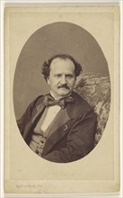 man with moustache, wearing a bow tie, seated; Bayard & Bertall; about 1863; Albumen silver print