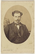 man with handlebar moustache, printed in quasi-oval style; Bayard & Bertall; 1862 - 1868; Albumen silver print