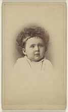 little girl with curly hair, printed in vignette-style; J. Charles Rasmussen, American, active Davenport, Iowa and Rock Island