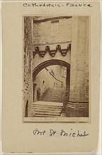 Abbaye du Mont St. Michel - Pont fortifie; French; about 1894; Albumen silver print