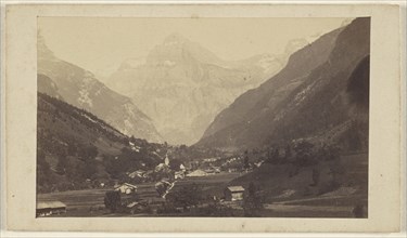 valley view with mountain at center background; 1865 - 1875; Albumen silver print