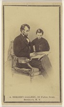 President Lincoln Reading The Bible to His Son Tad; Anthony Berger, Active United States, 1860s, February 9, 1864; Albumen