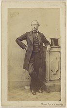 man with beard, a top hat on a dais; R.S. Ritson, American, active 1860s - 1870s, 1865 - 1875; Albumen silver print