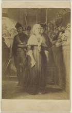Copy of an  painting: women being led into a courtroom by men with rifles and swords; 1865 - 1875; Albumen silver print