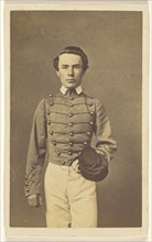 Civil War soldier standing, holding a cap; Charles DeForest Fredricks, American, 1823 - 1894, 1862; Albumen silver print