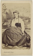 young woman in pigtails, seated; A. Provost, French, active Toulouse, France 1860s - 1870s, 1865 - 1870; Albumen silver print