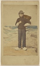 Dutch boy in front of painted sea background; Willem Frederik Vinkenbos, Dutch, 1831 - 1896, 1865 - 1875; Hand-colored albumen