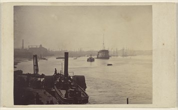 Harbor with ships at Greenwich, England; Ludwig Schultz, British, active Greenwich, England 1860s, 1865 - 1870; Albumen silver