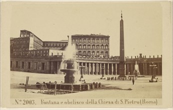 Fontana e obelisco della Chiesa di S. Pietro, Roma, Sommer & Behles, Italian, 1867 - 1874, 1865 - 1870; Albumen silver print