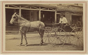 A.B. Tubbs - Photographer in front of studio - Farmer Village, N.Y; Tubbs & Porter; 1870 - 1880; Albumen silver print