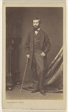 bearded man with walking stick, standing; Robert Jefferson Bingham, British, 1824 - 1870, about 1865; Albumen silver print