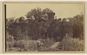 Hotel from the garden; John Robert Moore, American, active Tranton Falls, New York 1870s, 1865 - 1870; Albumen silver print