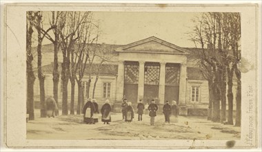 villa with a group of people standing at front; Fafournoux Frères; 1865-1870; Albumen silver print