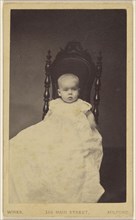 baby wearing a long gown, seated in a high backed chair; W.M. Wires, American, active Milford, Connecticut 1870s - 1910s, 1865