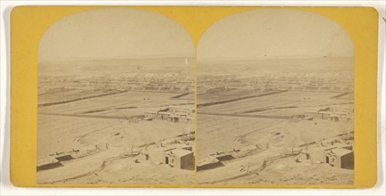 High angle view of an  desert village, possibly in southwestern United States; American; about 1870; Albumen silver print