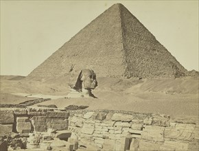 Great Sphinx and pyramid, Giza; Egyptian; Giza, Egypt, Africa; about 1860 - 1870; Albumen silver print