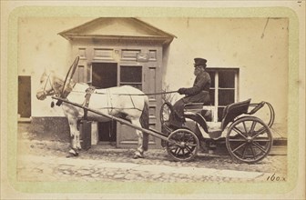 Man driving horse-drawn carriage; William Carrick, Scottish, 1827 - 1878, Russia; about 1860 - 1870; Albumen silver print