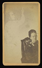 woman with male  spirit  pointing upwards; William H. Mumler, American, 1832 - 1884, Boston, Massachusetts, United States; 1862