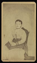 woman wearing a white dress seated with a spirit; William H. Mumler, American, 1832 - 1884, Boston, Massachusetts, United