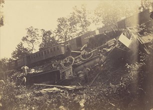 Railroad Accident Caused by Rebels; A.J. Russell, American, 1830 - 1902, 1862; Albumen silver print
