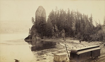 Rooster Rock, Columbia River; Carleton Watkins, American, 1829 - 1916, about 1883; Albumen silver print