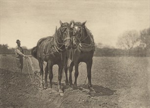 At Plough - The End of the Furrow; Peter Henry Emerson, British, born Cuba, 1856 - 1936, London, England; 1887; Photogravure