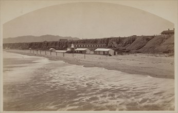 Beach and Bathing House at Santa Monica; Carleton Watkins, American, 1829 - 1916, 1880; Albumen silver print