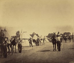 Camp de Châlons: Lanciers et dragons; Gustave Le Gray, French, 1820 - 1884, Chalons, France; 1857; Albumen silver print