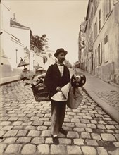 Lampshade Vendor, rue Lepic; Eugène Atget, French, 1857 - 1927, 1901; Albumen silver print