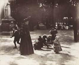 Children Playing, Luxembourg Gardens; Eugène Atget, French, 1857 - 1927, about 1898; Albumen silver print