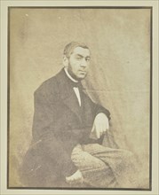 Portrait of a Seated Man; Hippolyte Bayard, French, 1801 - 1887, about 1840 - 1849; Salted paper print; 16.5 x 12.9 cm