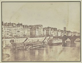 Quai on the Right Bank with Pont-Neuf; Hippolyte Bayard, French, 1801 - 1887, Paris, France; 1847; Salted paper print