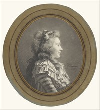 Portrait of a Young Lady in Profile; Henri-Pierre Danloux, French, 1753 - 1809, France; about 1783 - 1785; Black chalk and gray