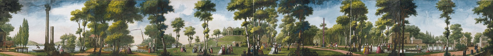 Figures Walking in a Parkland; Louis Carrogis de Carmontelle, French, 1717 - 1806, France; 1783 - 1800; Watercolor and gouache