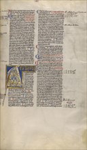Inhabited Initial A; Sens, or, France; about 1170 - 1180; Tempera colors, gold leaf, and ink on parchment; Leaf: 44.3 x 29.1 cm