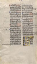 Inhabited Initial U; Sens, or, France; about 1170 - 1180; Tempera colors, gold leaf, and ink on parchment; Leaf: 44.3 x 29.1 cm