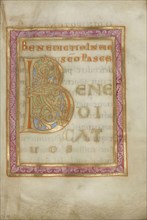 Decorated Incipit Page; Regensburg, Bavaria, Germany; about 1030 - 1040; Tempera colors, gold leaf, and ink on parchment; Leaf