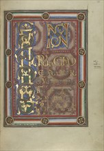 Decorated Incipit Page; Helmarshausen, Germany; about 1120 - 1140; Tempera colors, gold, and silver on parchment