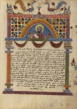 Decorated Text Page with half figure of Carpianus; Mesrop of Khizan, Armenian, active 1605 - 1651, Isfahan, Persia; 1615
