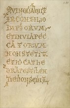 Text Page; Montecassino, Italy; 1153; Tempera colors, gold leaf, gold paint, and ink on parchment; Leaf: 19.2 x 13.2 cm