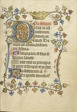 Decorated Initial  D; Utrecht, probably, Netherlands; about 1405 - 1410; Tempera colors, gold leaf, and ink on parchment; Leaf