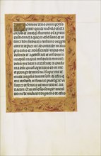 Decorated Text Page; Ghent, Belgium; about 1510 - 1520; Tempera colors, gold, and ink on parchment; Leaf: 23.2 x 16.7 cm