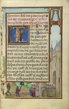 Border with David's Return with Goliath's Head; Simon Bening, Flemish, about 1483 - 1561, Bruges, Belgium; about 1525 - 1530