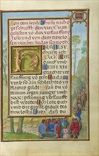 Border with Joseph Being Sold by His Brothers; Simon Bening, Flemish, about 1483 - 1561, Bruges, Belgium; about 1525 - 1530