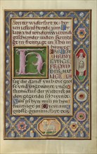 Decorated Text Page; Bruges, Belgium; about 1525 - 1530; Tempera colors, gold paint, and gold leaf on parchment; Leaf: 16.8 x 11