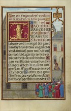 Border with the People Demanding Daniel from Cyrus; Simon Bening, Flemish, about 1483 - 1561, Bruges, Belgium; about 1525