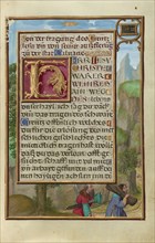 Border with Abraham and Isaac; Simon Bening, Flemish, about 1483 - 1561, Bruges, Belgium; about 1525 - 1530; Tempera colors