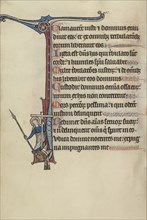 Initial I: Christ Holding a Cross and a Lance; Bute Master, Franco-Flemish, active about 1260 - 1290, Northeastern, illuminated