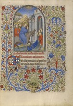 The Entry into Jerusalem; Paris, France; about 1420; Tempera colors, gold, and ink on parchment; Leaf: 20.2 x 14.9 cm