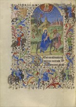 The Flight into Egypt; Spitz Master, French, active about 1415 - 1425, Paris, France; about 1420; Tempera colors, gold, and ink